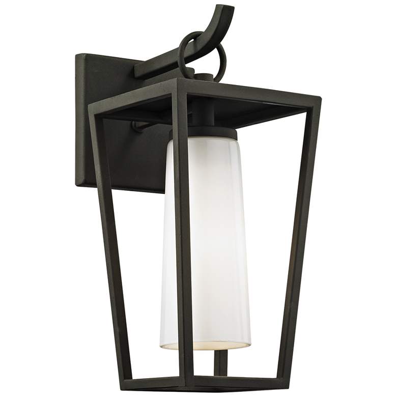 Image 1 Mission Beach 13 1/2" High Textured Black Outdoor Wall Light