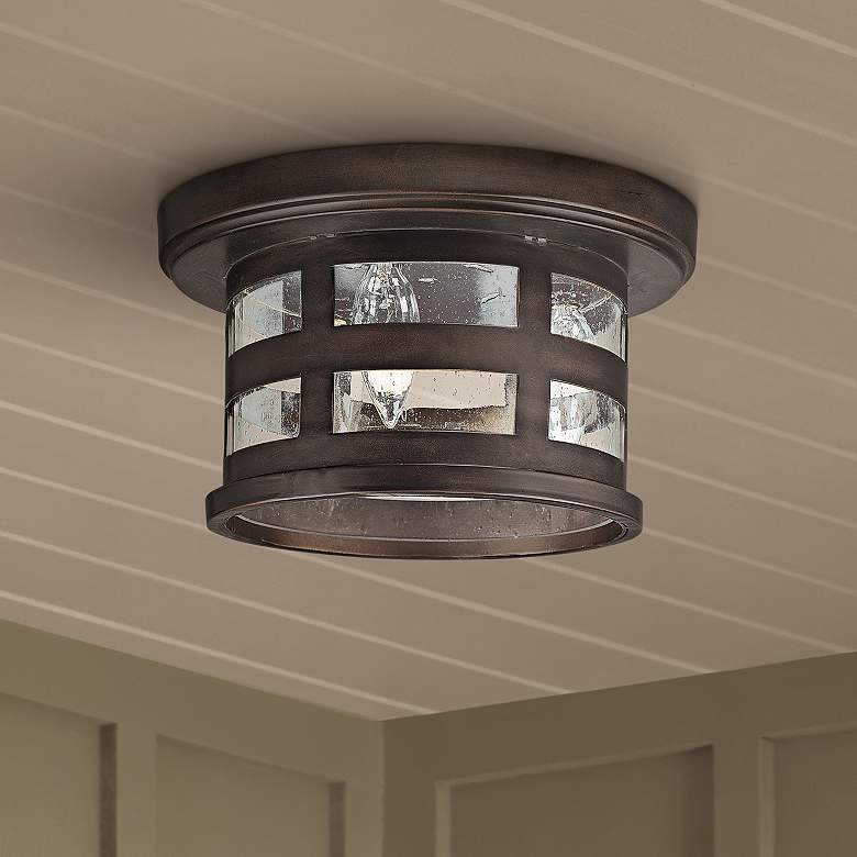 Image 1 Mission Hills 10 1/2 inch Wide Bronze Outdoor Ceiling Light