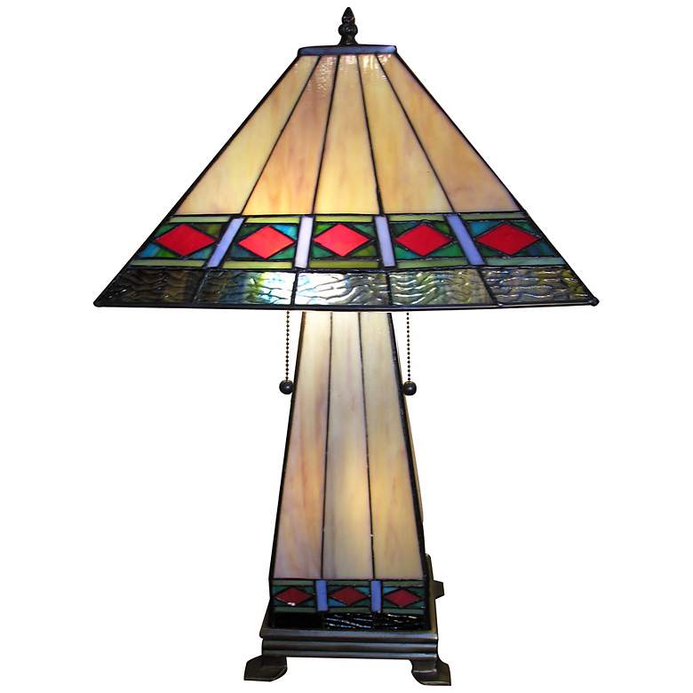 Image 1 Mission Lighted Base Tiffany Style Table Lamp