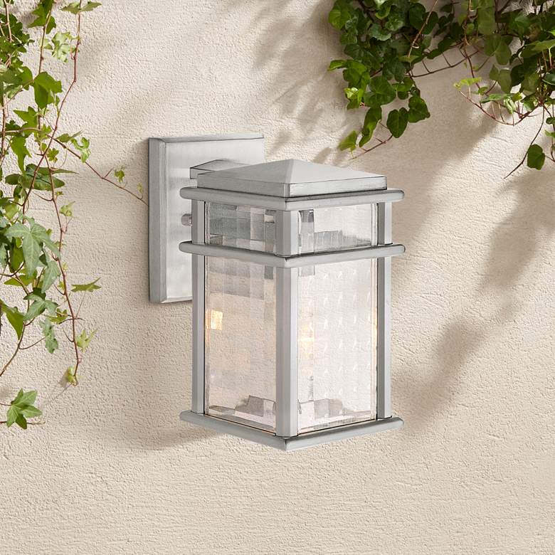 Image 1 Mission Lodge 9 1/4 inchH Aluminum LED Outdoor Wall Light