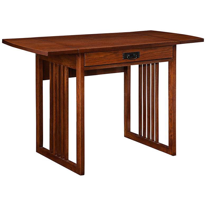 Image 2 Mission Oak 47 1/2" Wide Drop Leaf Computer Writing Desk more views