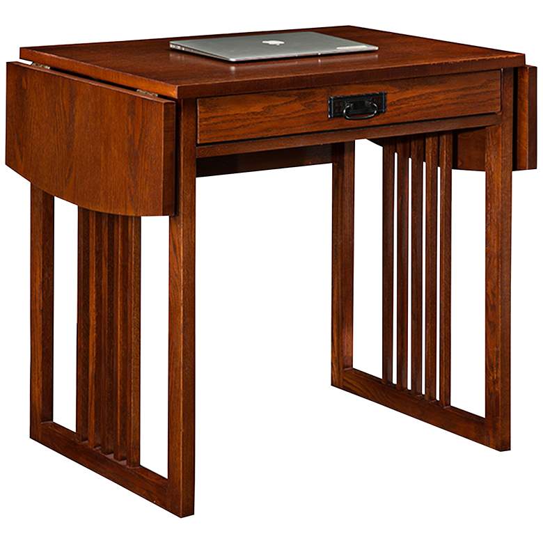 Image 3 Mission Oak 47 1/2" Wide Drop Leaf Computer Writing Desk more views