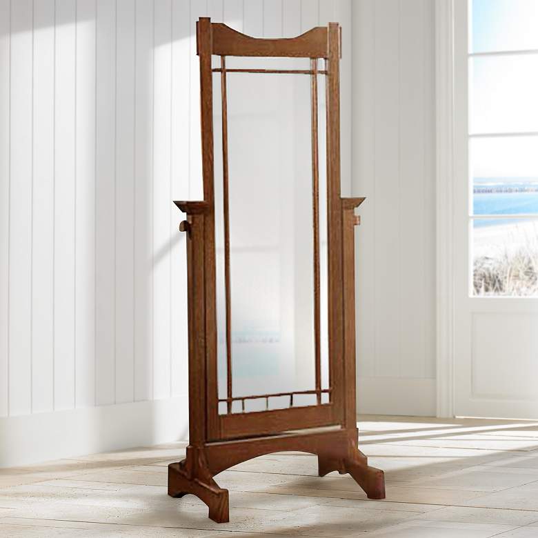 Image 1 Mission Oak Cheval Style 60 inch High Floor Mirror