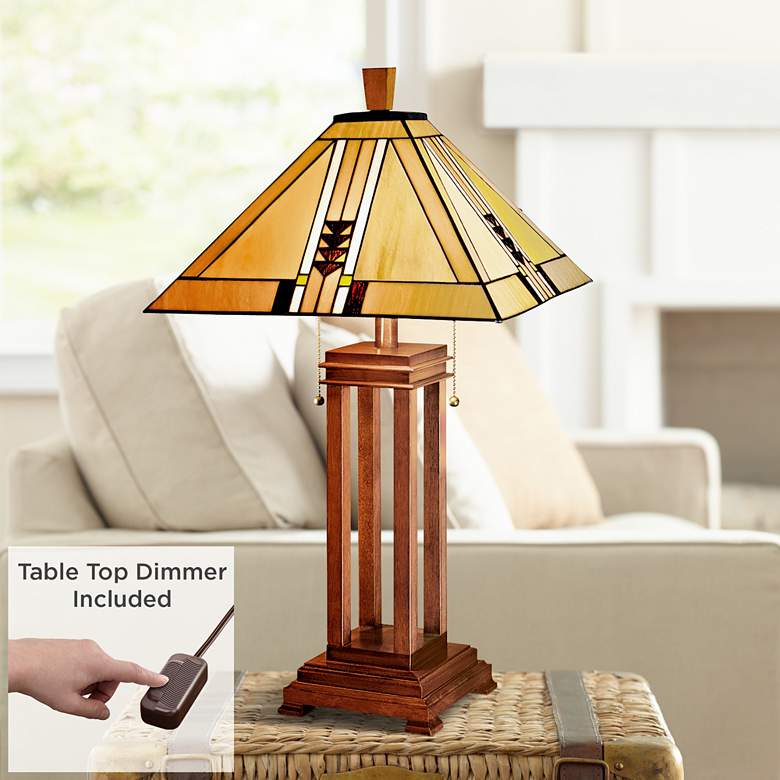 Image 1 Mission Prairie Lamp by Robert Louis Tiffany w/ Table Top Dimmer