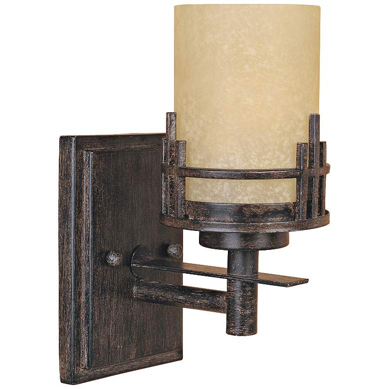 Image 1 Mission Ridge 10 1/2 inch High Goldenrod Glass Wall Sconce