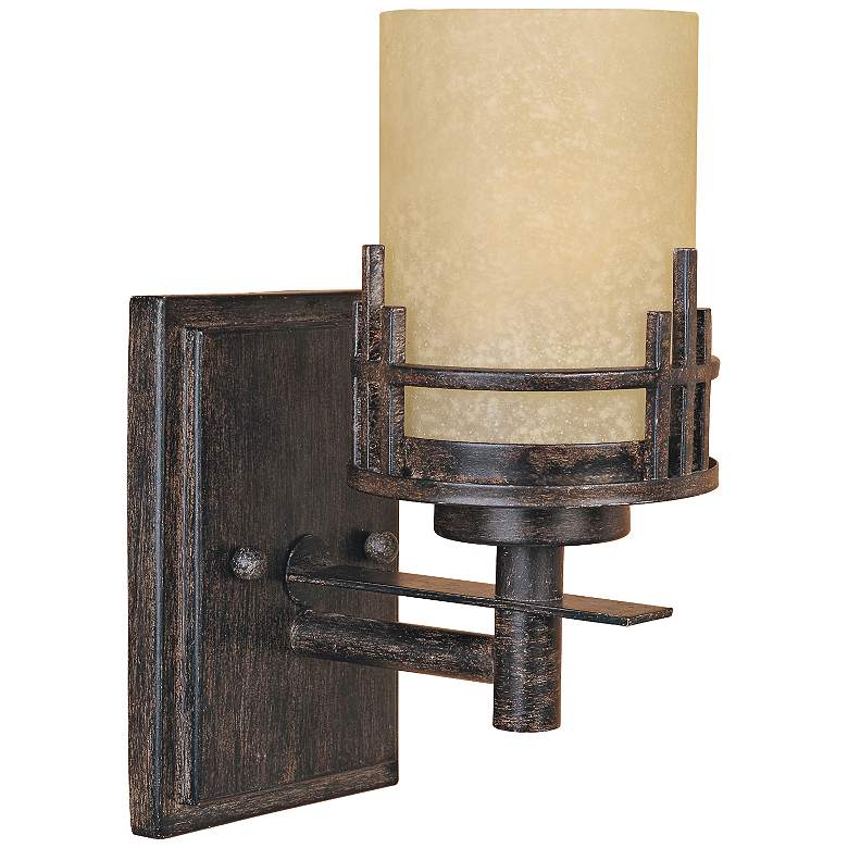 Image 1 Mission Ridge 10 1/2" High Goldenrod Glass Wall Sconce