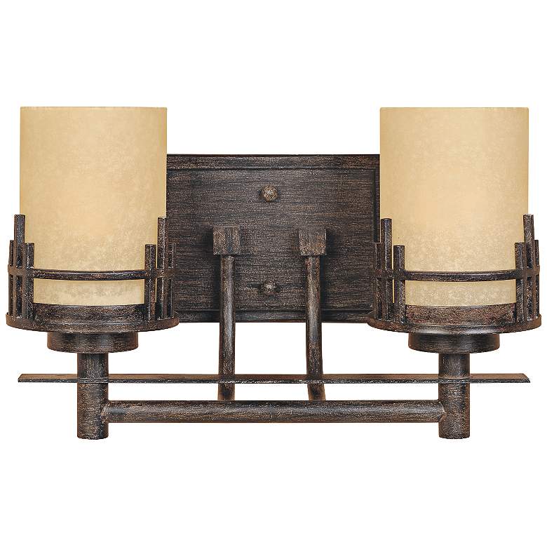 Image 1 Mission Ridge 14 1/2"W 2-Light Goldenrod Glass Bath Light