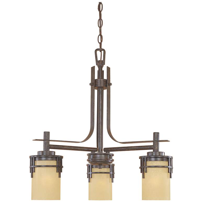 Image 1 Mission Ridge 23" Wide Warm Mahogany 3-Light Chandelier