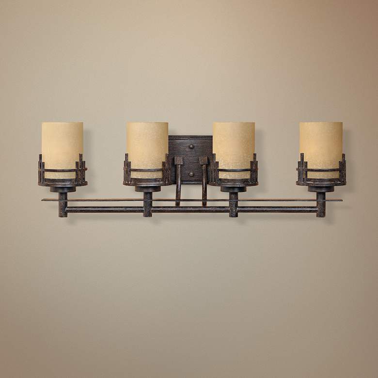 Image 1 Mission Ridge 29 1/2"W 4-Light Goldenrod Glass Bath Light