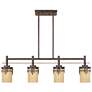 Mission Ridge 35 1/2" Warm Mahogany and Scavo Glass Linear Chandelier