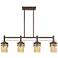 Mission Ridge 35 1/2" Warm Mahogany and Scavo Glass Linear Chandelier