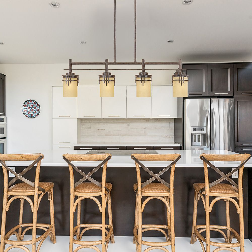 Image 3 Mission Ridge 35 1/2" Warm Mahogany and Scavo Glass Linear Chandelier more views