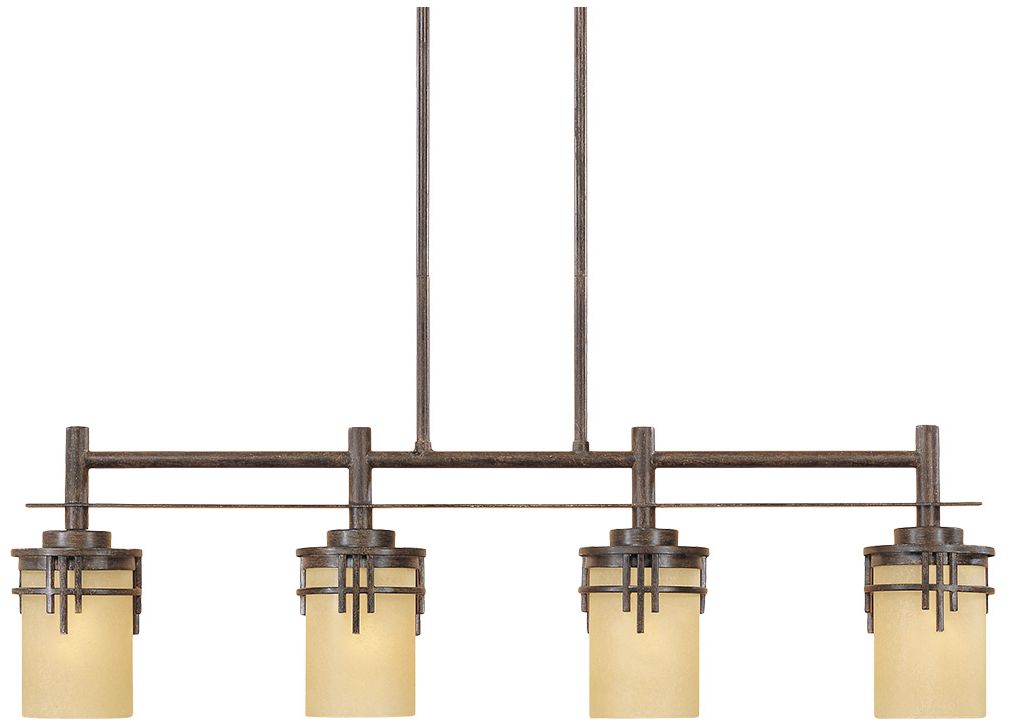 Image 4 Mission Ridge 35 1/2" Warm Mahogany and Scavo Glass Linear Chandelier more views