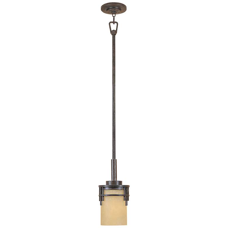 Image 2 Mission Ridge 6" Wide Mahogany and Scavo Glass Mini Pendant Chandelier