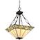 Mission Square 16" Wide Art Glass and Bronze Pendant Light