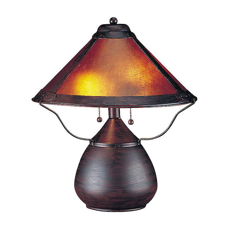 Image 3 Mission-Style 17 inch High Mica Accent Table Lamp