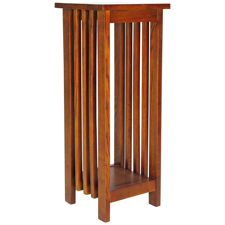 Image 1 Mission Style Oak Finish 30 inch High Flower Stand