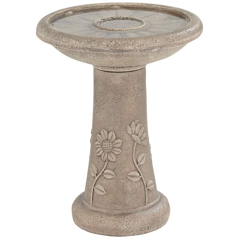 Image 2 Missy Fleur 19 1/2" High Outdoor Cement LED Birdbath