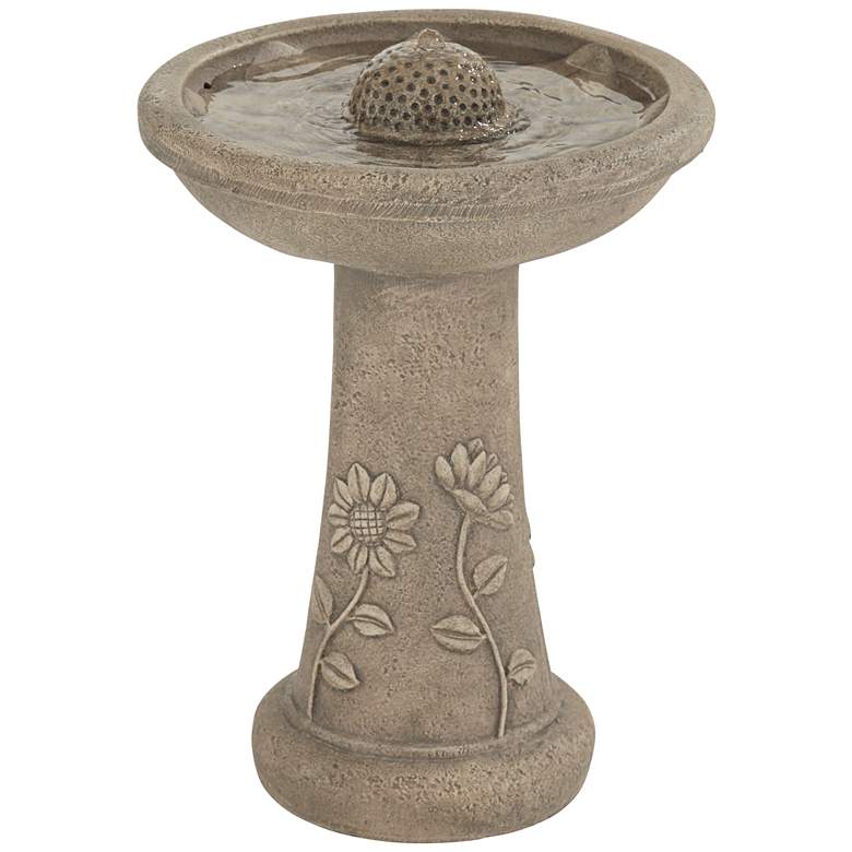 Image 2 Missy Sunflower 20 1/4" High Gray Outdoor Cement LED Birdbath