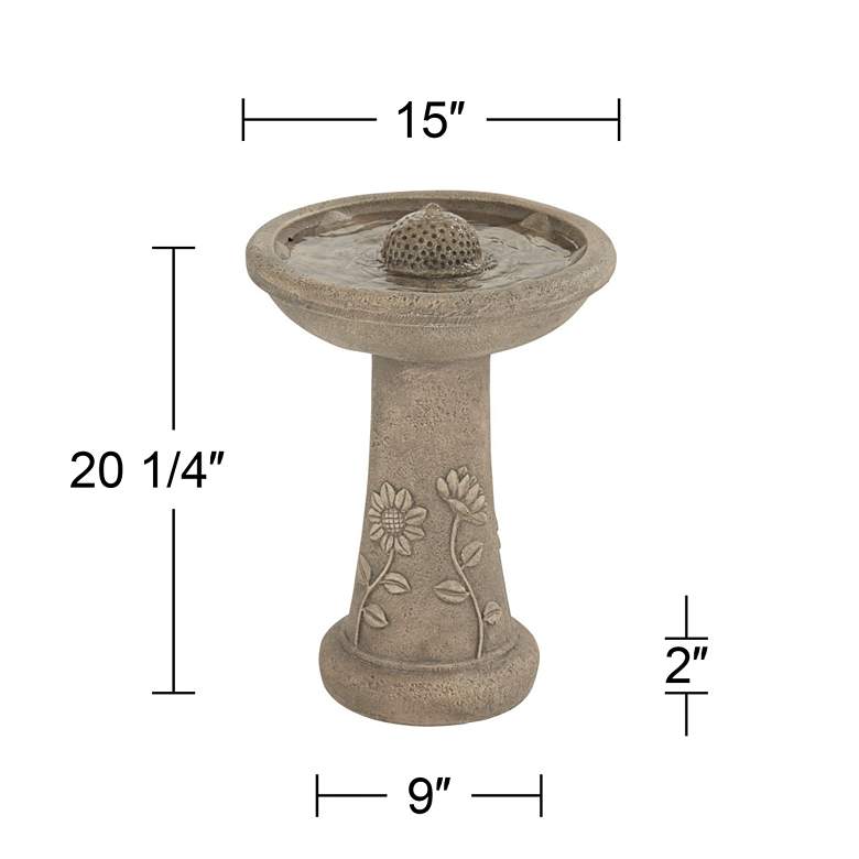Image 6 Missy Sunflower 20 1/4" High Gray Outdoor Cement LED Birdbath more views