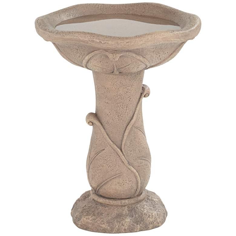Image 2 Missy Water Lily 23" High Light Brown Outdoor Cement Birdbath