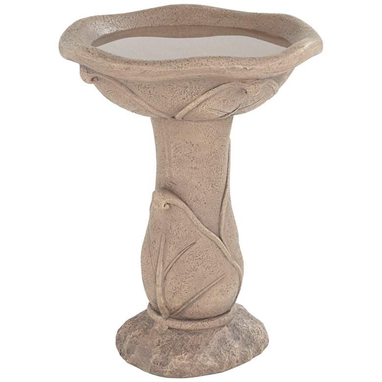 Image 5 Missy Water Lily 23" High Light Brown Outdoor Cement Birdbath more views