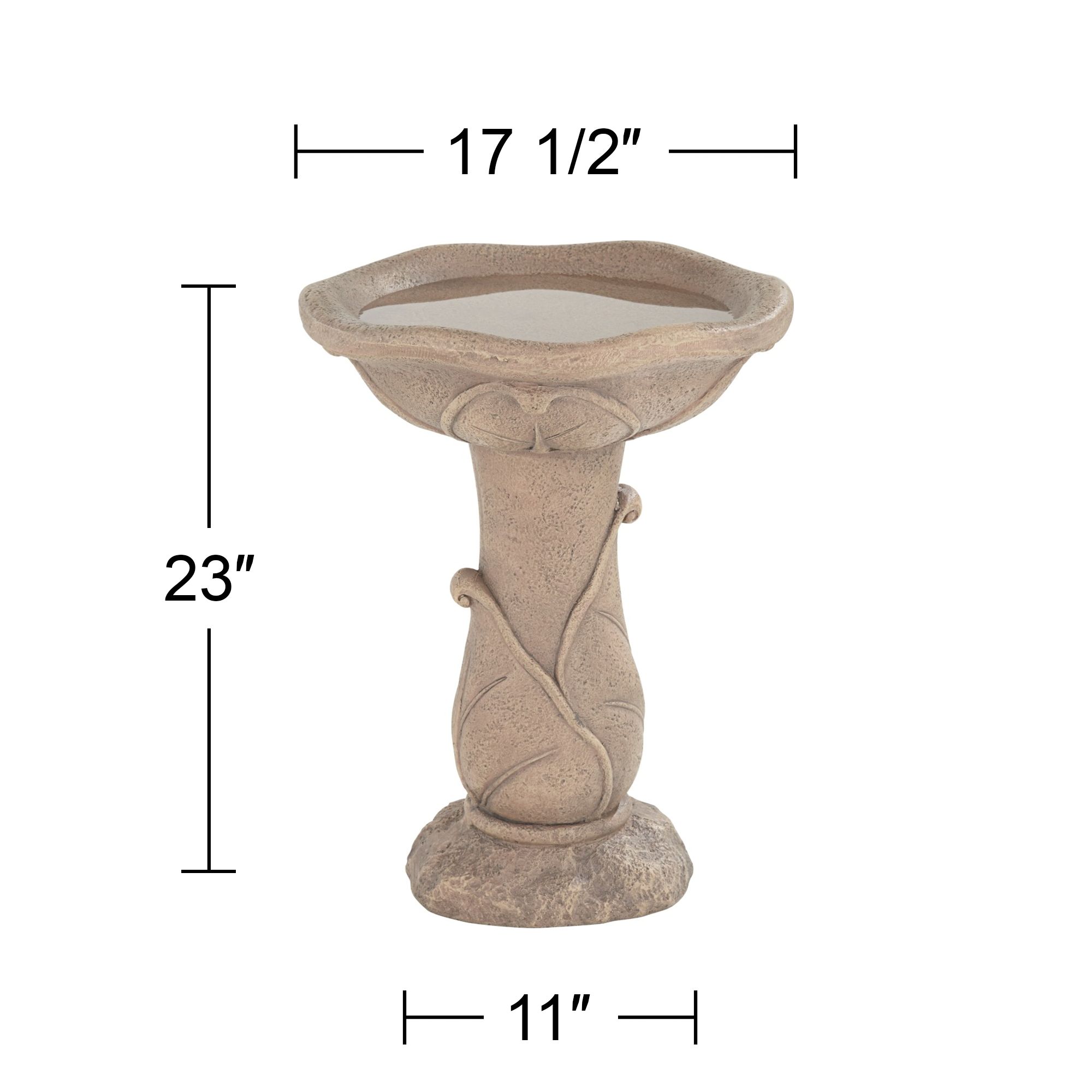 Missy Water Lily 23" High Light Brown Outdoor Cement Birdbath