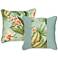 Mist Blue and Green Floral 18" Square Indoor-Outdoor Pillow