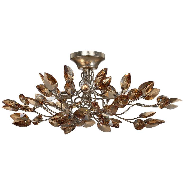 Image 1 Misthaven 22 Inch Organic Antique Gold 4-Light Crystal Semi-Flush Mount