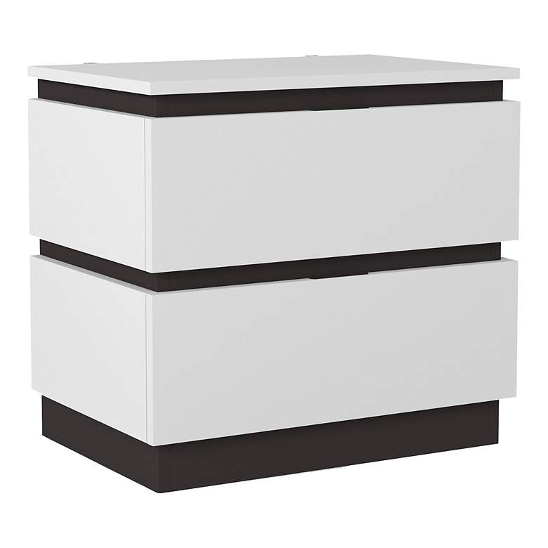 Image 2 Misti 23" Wide White Metallic Gray Wood 2-Drawer Nightstand