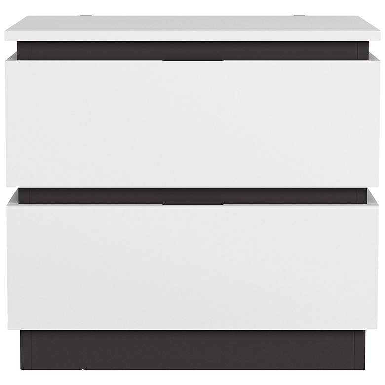 Image 4 Misti 23" Wide White Metallic Gray Wood 2-Drawer Nightstand more views