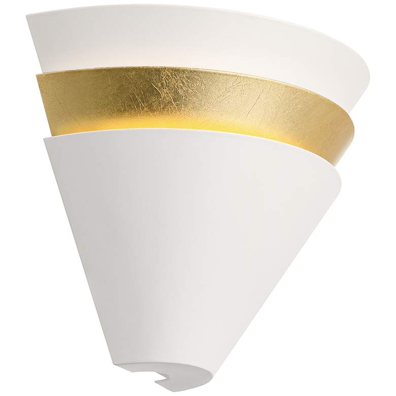 Image 7 Misty 6 1/4" High White and Gold Leaf LED Wall Sconce Set of 2 more views