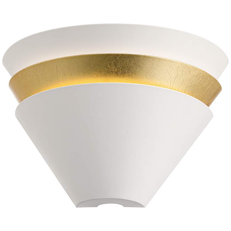 Image 1 Misty 6 1/4" High White and Gold Leaf LED Wall Sconce