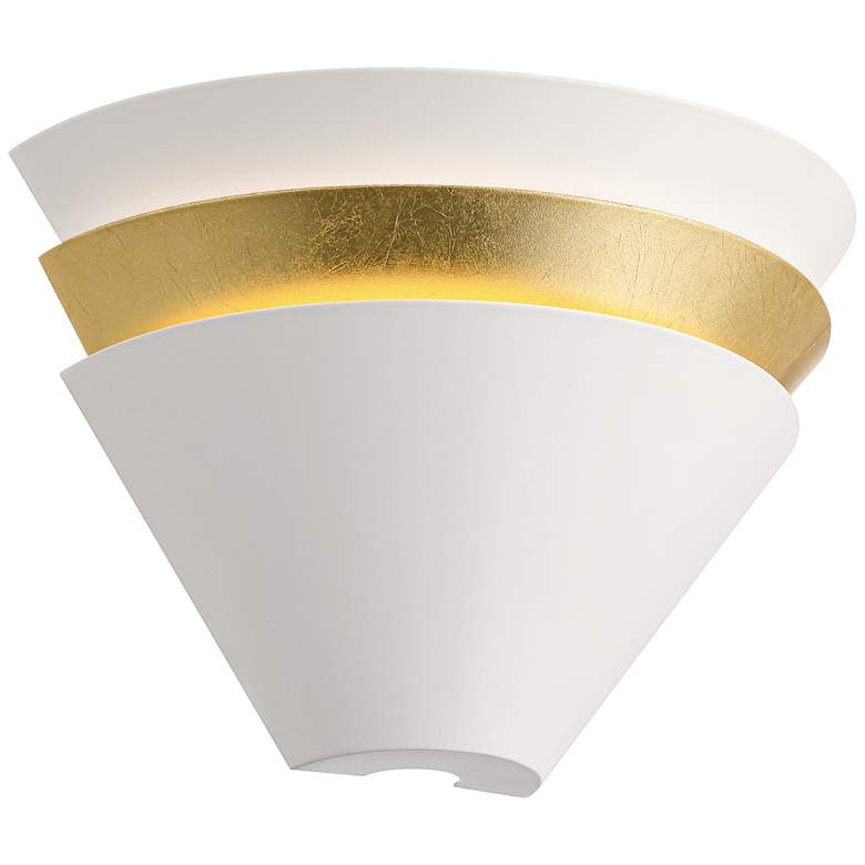Image 6 Misty 6 1/4" High White and Gold Leaf LED Wall Sconce more views