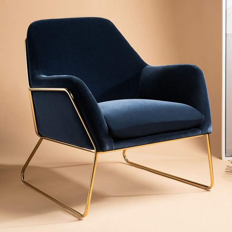 Image 1 Misty Metal Frame Navy and Gold Accent Chair