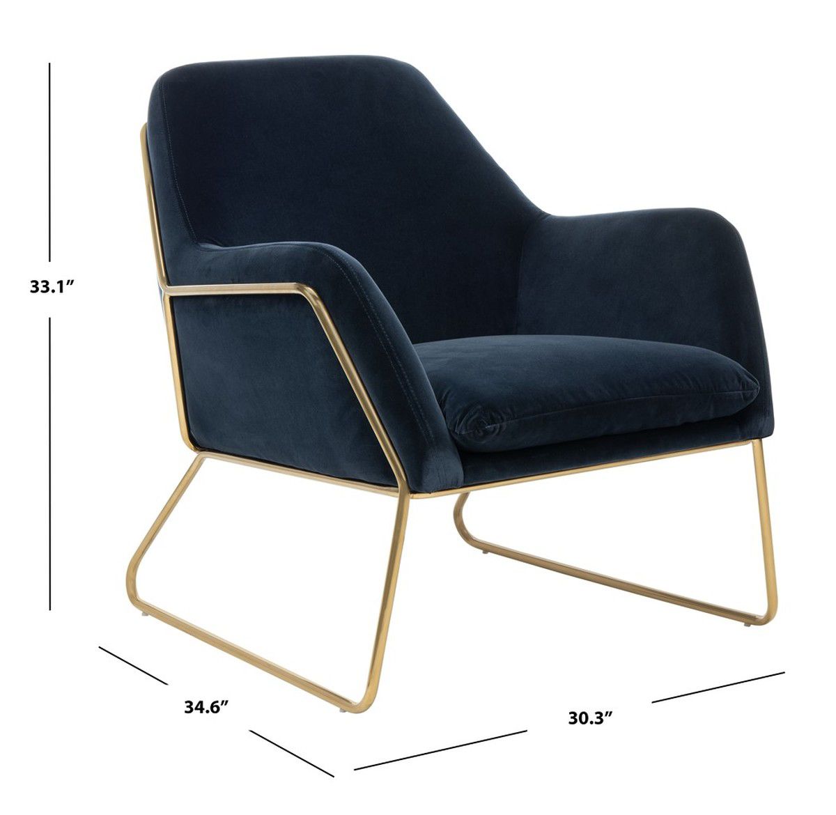 Misty Metal Frame Navy and Gold Accent Chair