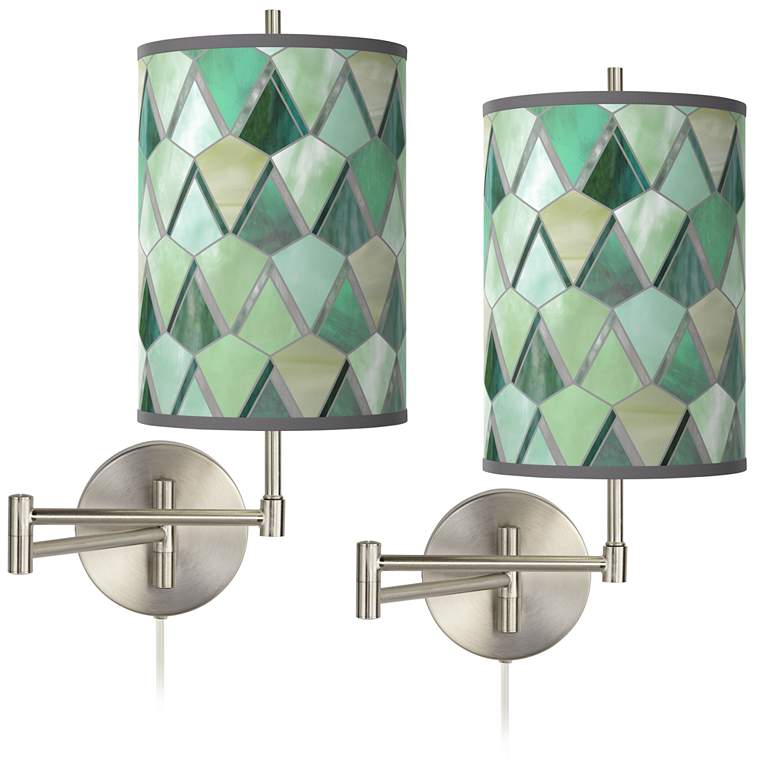 Image 1 Misty Morning Tessa Brushed Nickel Swing Arm Wall Lamps Set of 2