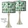 Misty Morning Trish Brushed Nickel Touch Table Lamps Set of 2