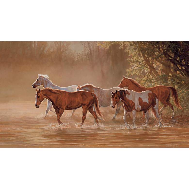 Image 1 Misty River Horses Removable Mural Wallpaper