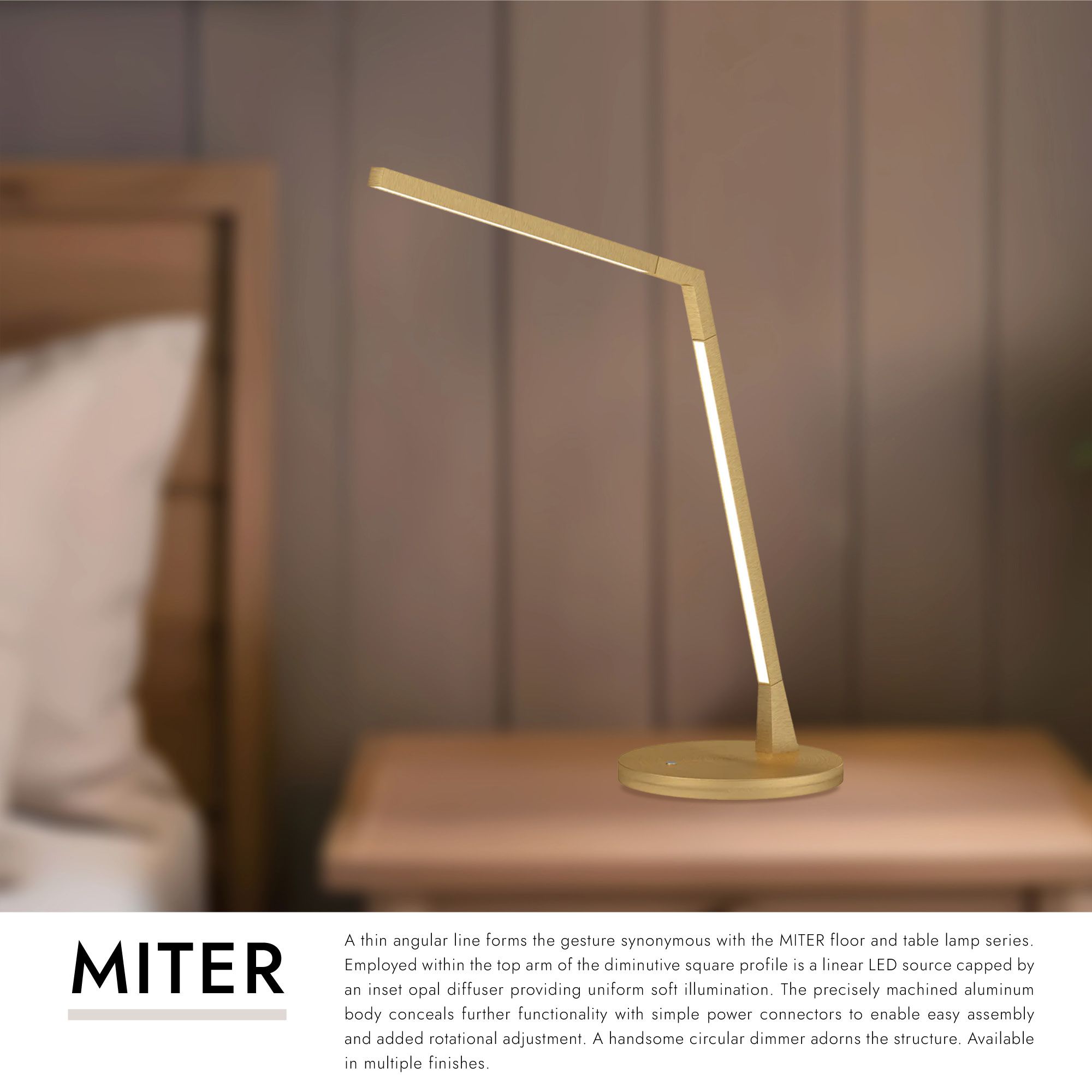 Image 2 Miter Brushed Gold LED Desk Lamp more views