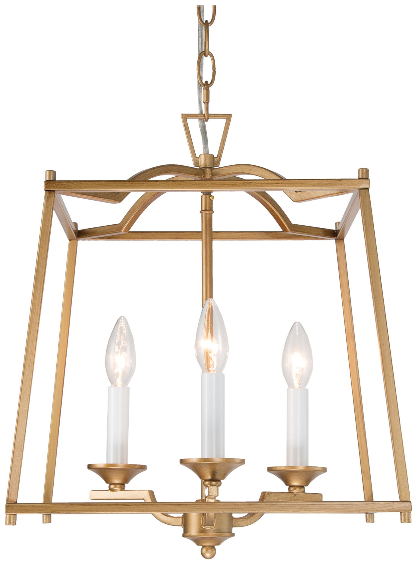 Mitria 14.6"W Distressed Brass 3-Light Lantern Metal Kitchen Chandelier