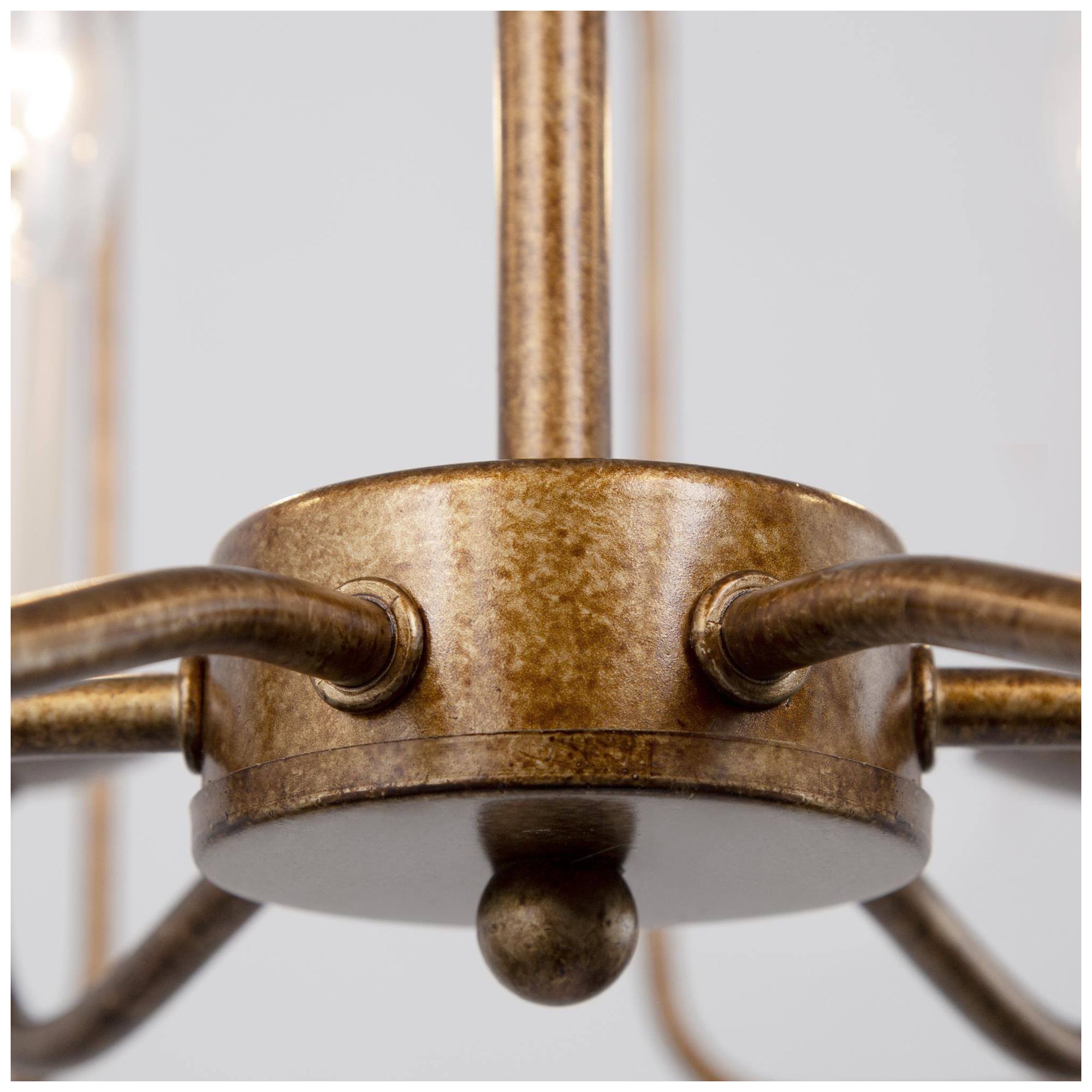 Image 5 Mitria 21"W Distressed Brass 6-Light Drum Metal Dining Chandelier more views