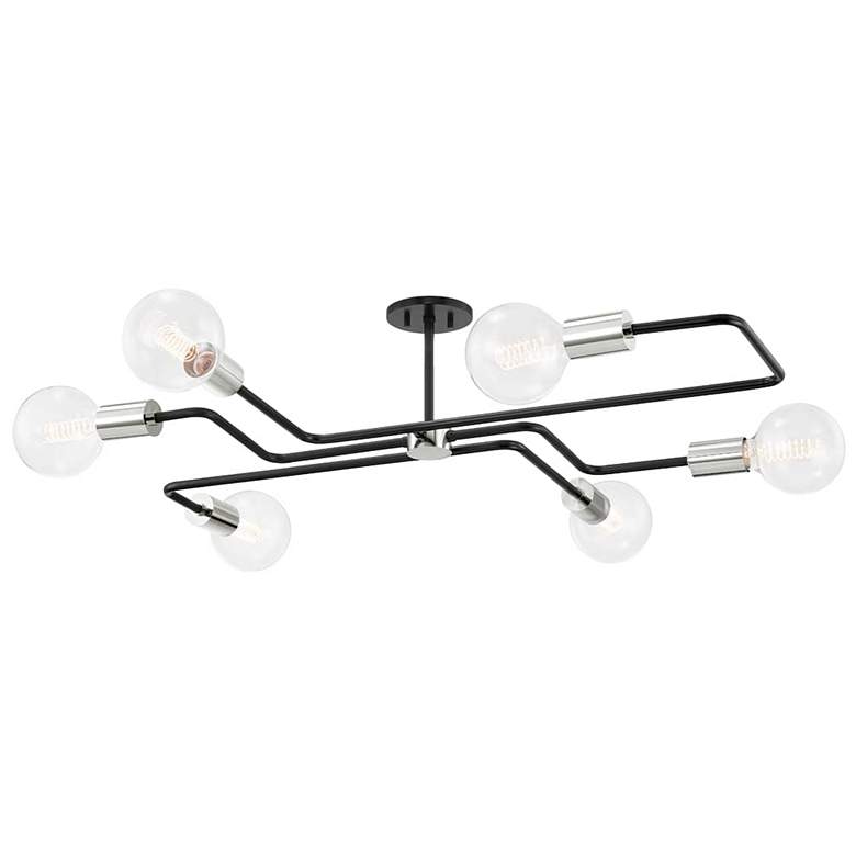 Image 1 Mitzi 40"W Polished Nickel w/ Textured Black Ceiling Light