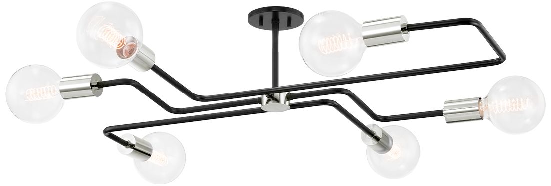 Image 2 Mitzi 40"W Polished Nickel w/ Textured Black Ceiling Light more views