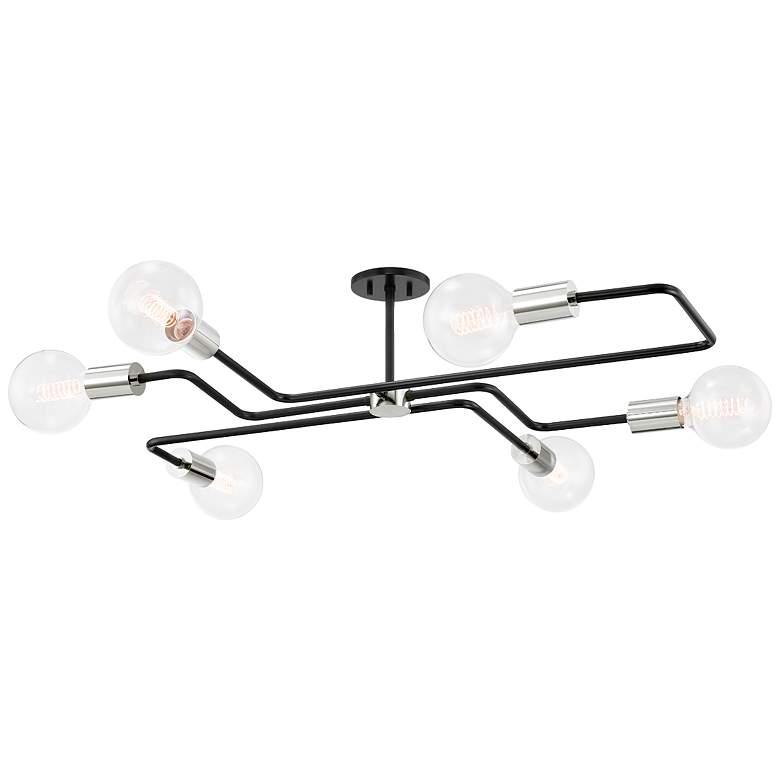 Image 2 Mitzi 40"W Polished Nickel w/ Textured Black Ceiling Light more views