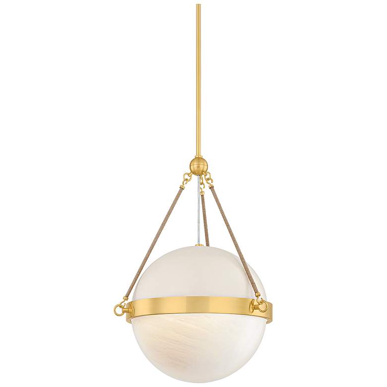 Image 1 Mitzi Abbie Pendant 18" in Aged Brass and Soft Bisque