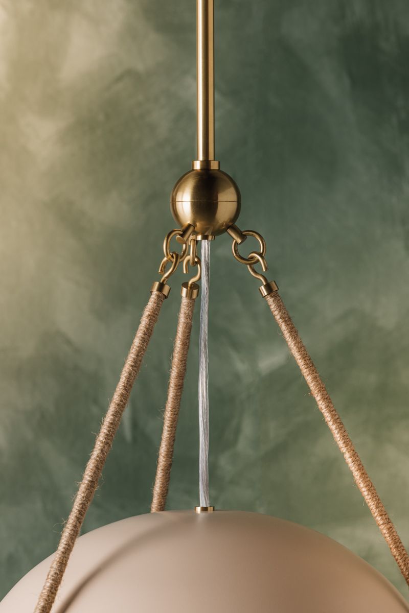 Mitzi Abbie Pendant 18" in Aged Brass and Soft Bisque