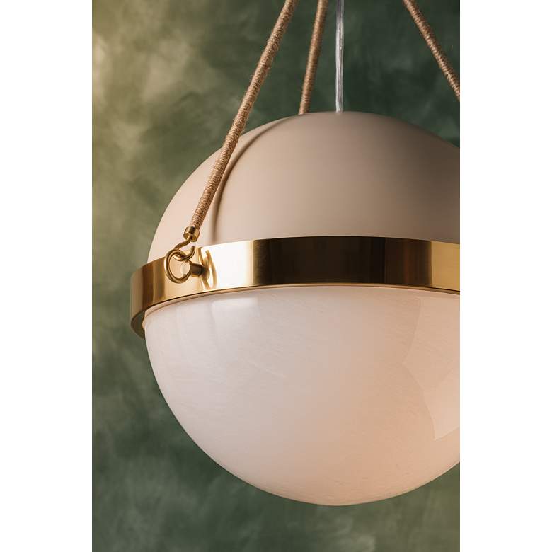 Image 3 Mitzi Abbie Pendant 18" in Aged Brass and Soft Bisque more views