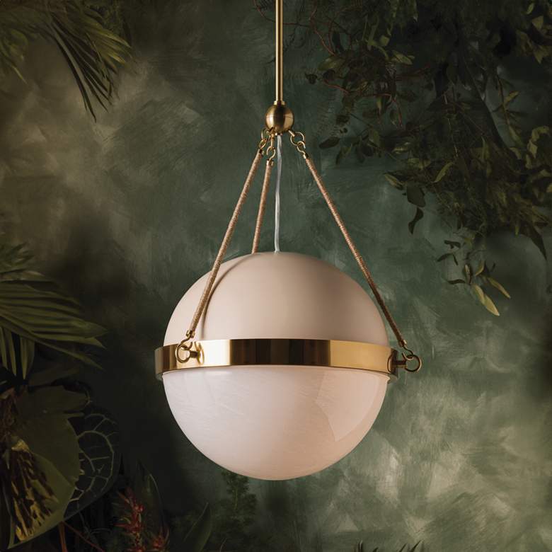 Image 5 Mitzi Abbie Pendant 18" in Aged Brass and Soft Bisque more views