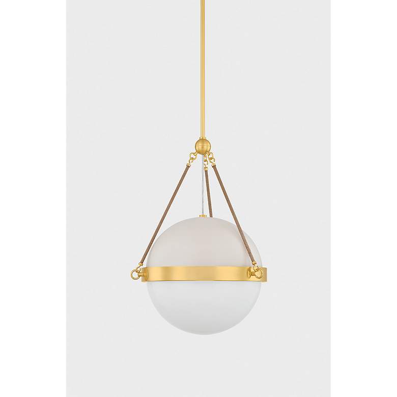 Image 7 Mitzi Abbie Pendant 18" in Aged Brass and Soft Bisque more views